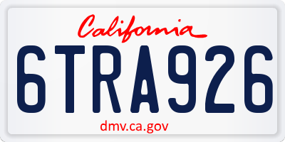 CA license plate 6TRA926