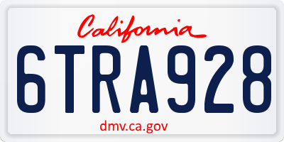 CA license plate 6TRA928