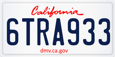 CA license plate 6TRA933