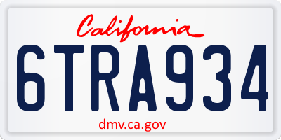 CA license plate 6TRA934