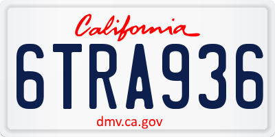 CA license plate 6TRA936