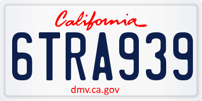 CA license plate 6TRA939