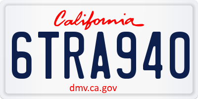 CA license plate 6TRA940