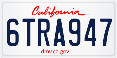 CA license plate 6TRA947