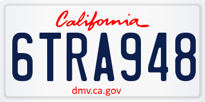 CA license plate 6TRA948