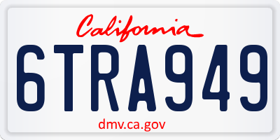 CA license plate 6TRA949