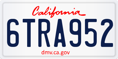 CA license plate 6TRA952
