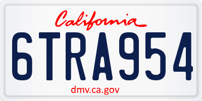 CA license plate 6TRA954