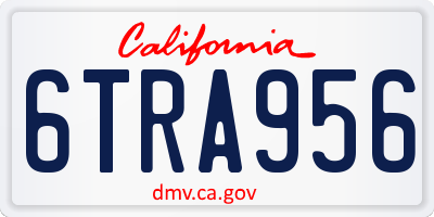 CA license plate 6TRA956
