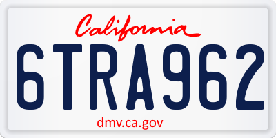 CA license plate 6TRA962