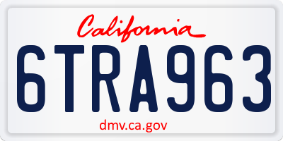 CA license plate 6TRA963