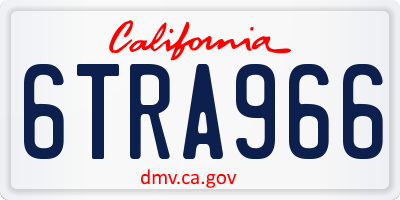 CA license plate 6TRA966