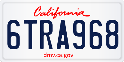 CA license plate 6TRA968