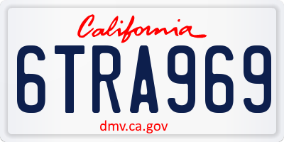 CA license plate 6TRA969