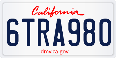 CA license plate 6TRA980