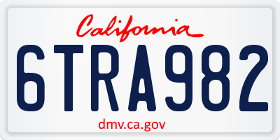 CA license plate 6TRA982