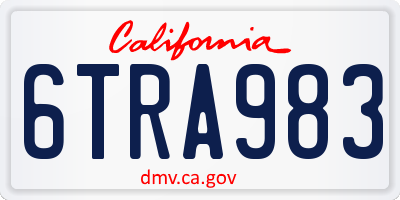 CA license plate 6TRA983