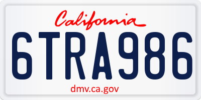 CA license plate 6TRA986