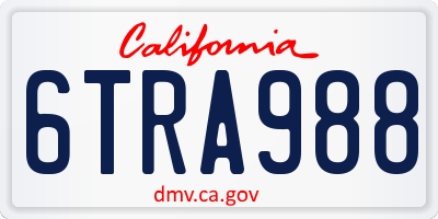 CA license plate 6TRA988