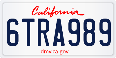 CA license plate 6TRA989