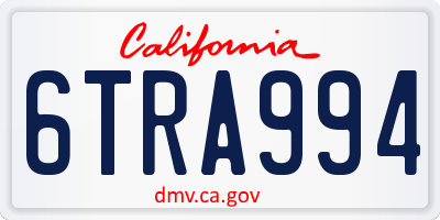 CA license plate 6TRA994