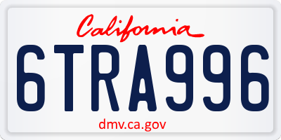 CA license plate 6TRA996