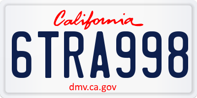CA license plate 6TRA998