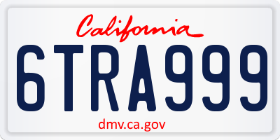 CA license plate 6TRA999