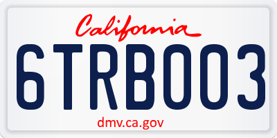 CA license plate 6TRB003