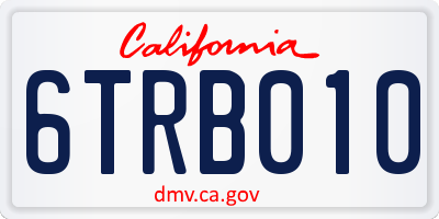 CA license plate 6TRB010