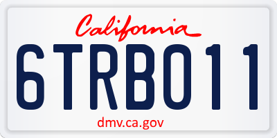 CA license plate 6TRB011