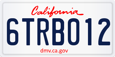 CA license plate 6TRB012