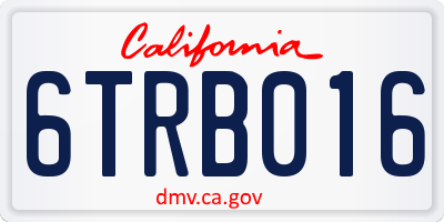 CA license plate 6TRB016