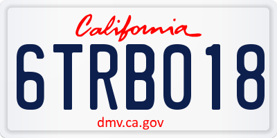 CA license plate 6TRB018