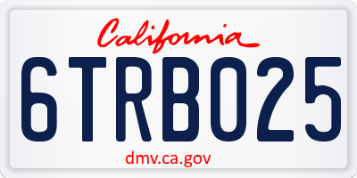 CA license plate 6TRB025