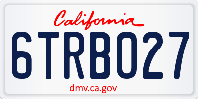 CA license plate 6TRB027