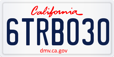 CA license plate 6TRB030