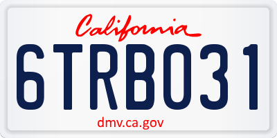 CA license plate 6TRB031