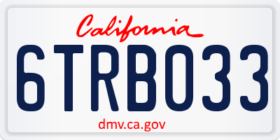 CA license plate 6TRB033