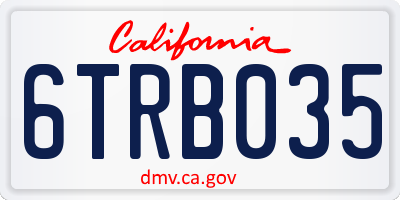 CA license plate 6TRB035