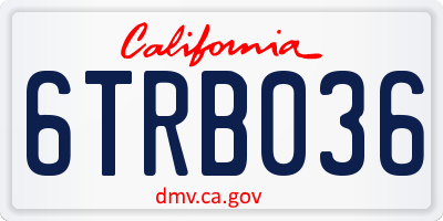 CA license plate 6TRB036