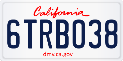 CA license plate 6TRB038