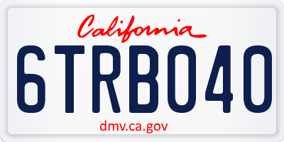 CA license plate 6TRB040