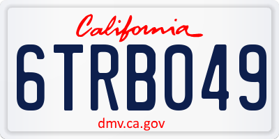 CA license plate 6TRB049