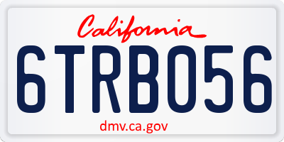 CA license plate 6TRB056