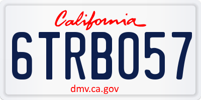 CA license plate 6TRB057