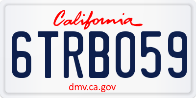 CA license plate 6TRB059