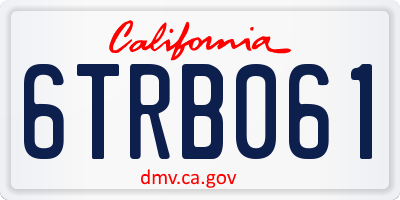 CA license plate 6TRB061