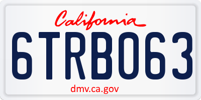 CA license plate 6TRB063