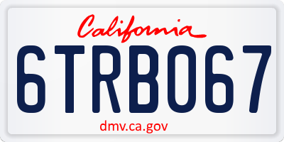 CA license plate 6TRB067